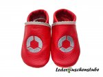 Lederpuschen rot mit Logo Hainbuch